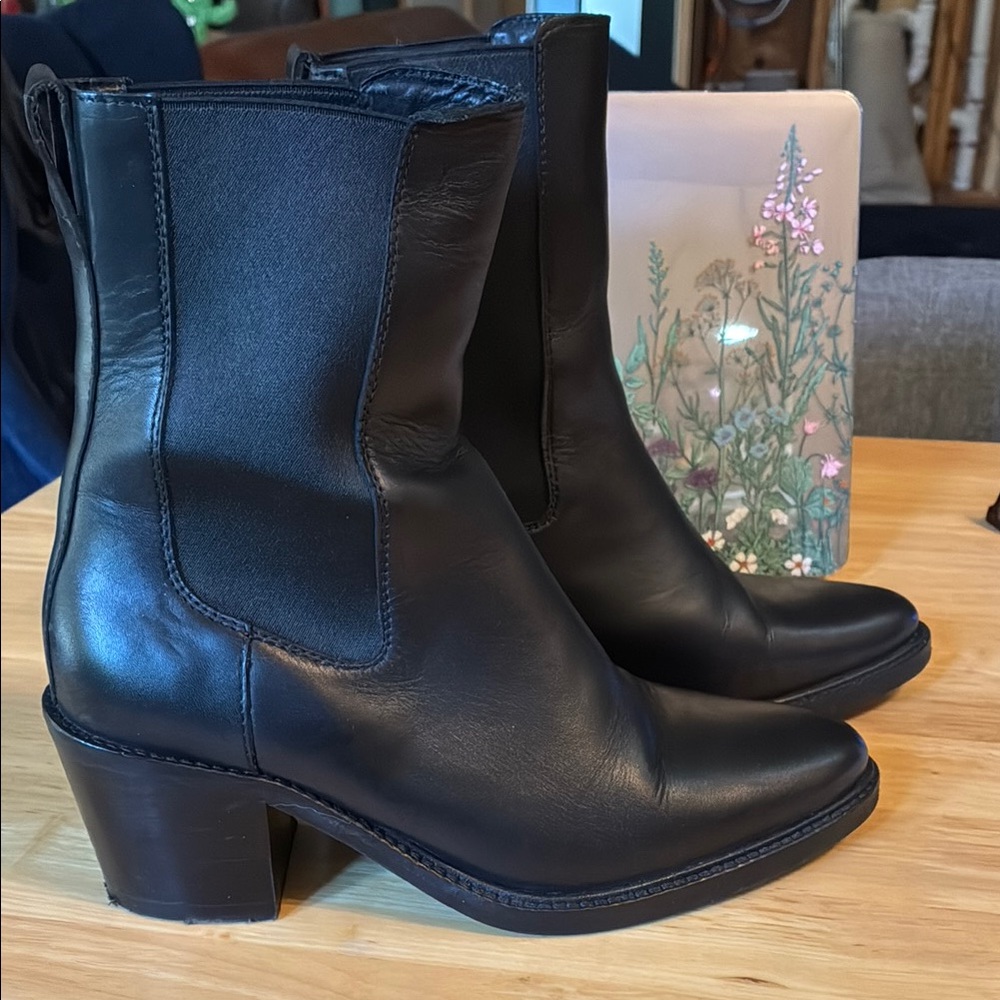 COS Black Heeled Boots with Western Flair